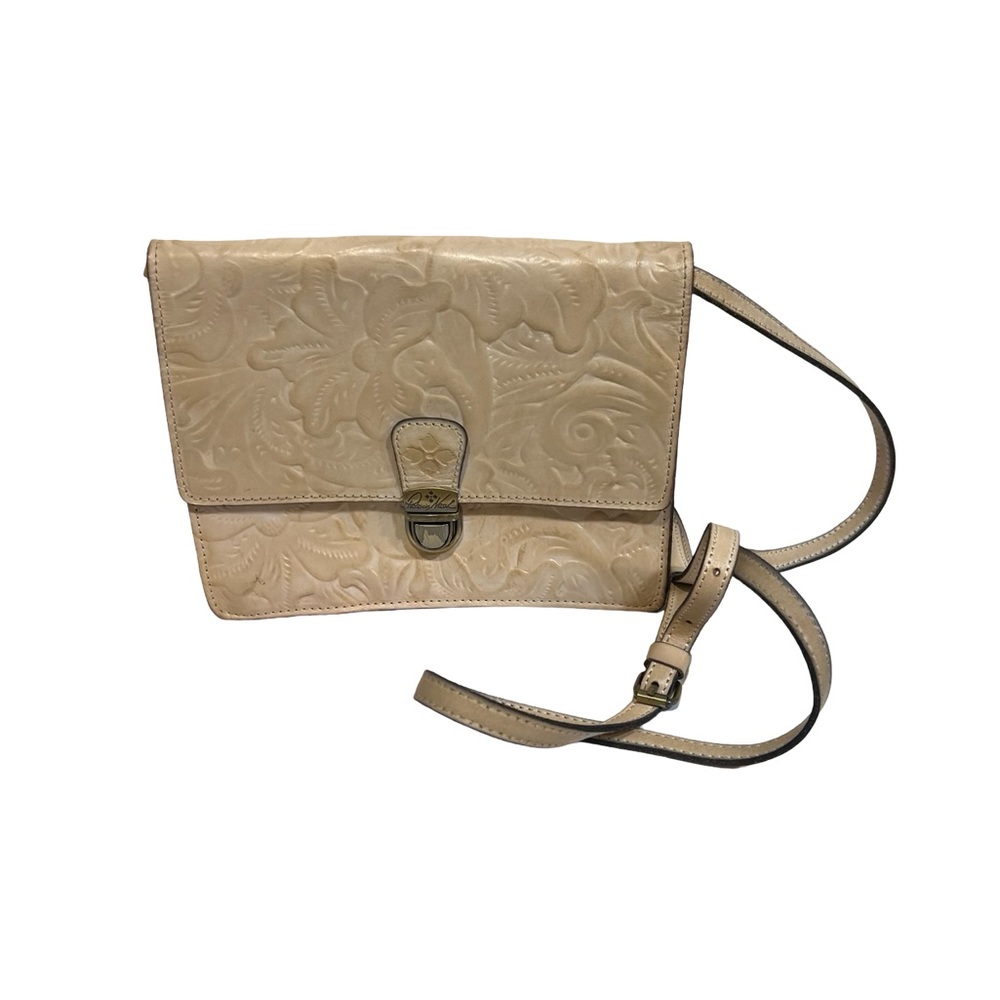 Patricia Nash Cream Floral Tooled Leather Crossbody